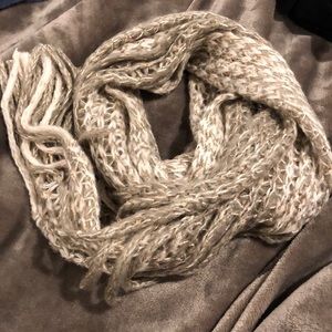 Sequined Beige and Cream Knit Scarf